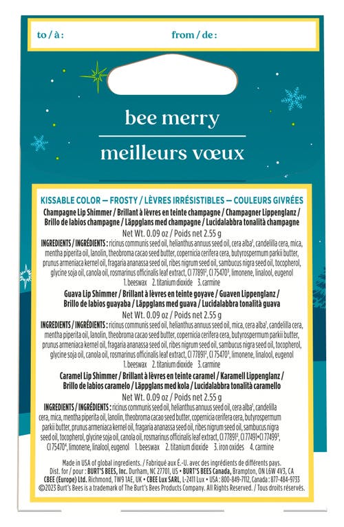 Burt's Bees Kissable Color Frosty Collection Lip Shimmer Gift Set In White
