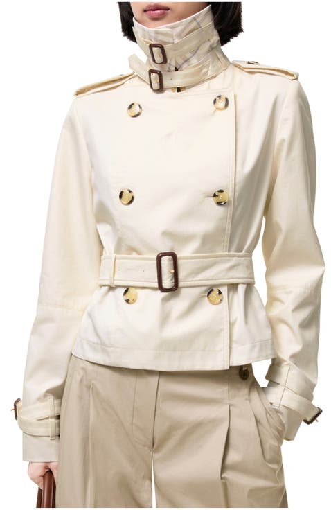 Cropped Tropical Gabardine Trench Jacket
