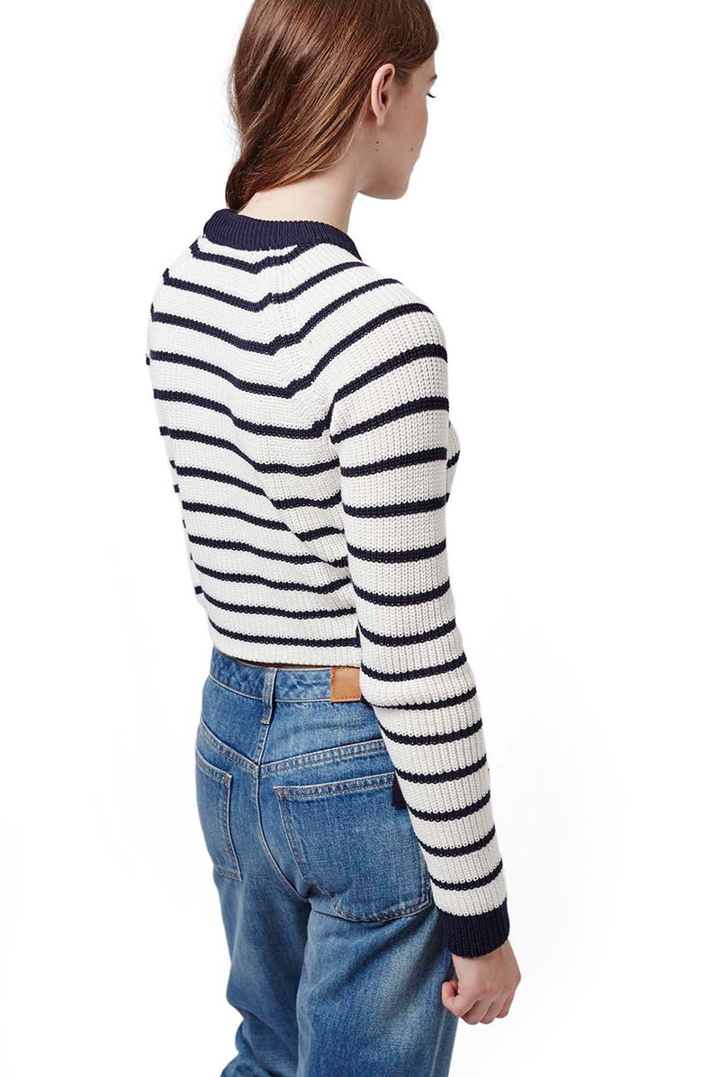 Topshop Lace-Up Crop Sweater, Alternate, color,