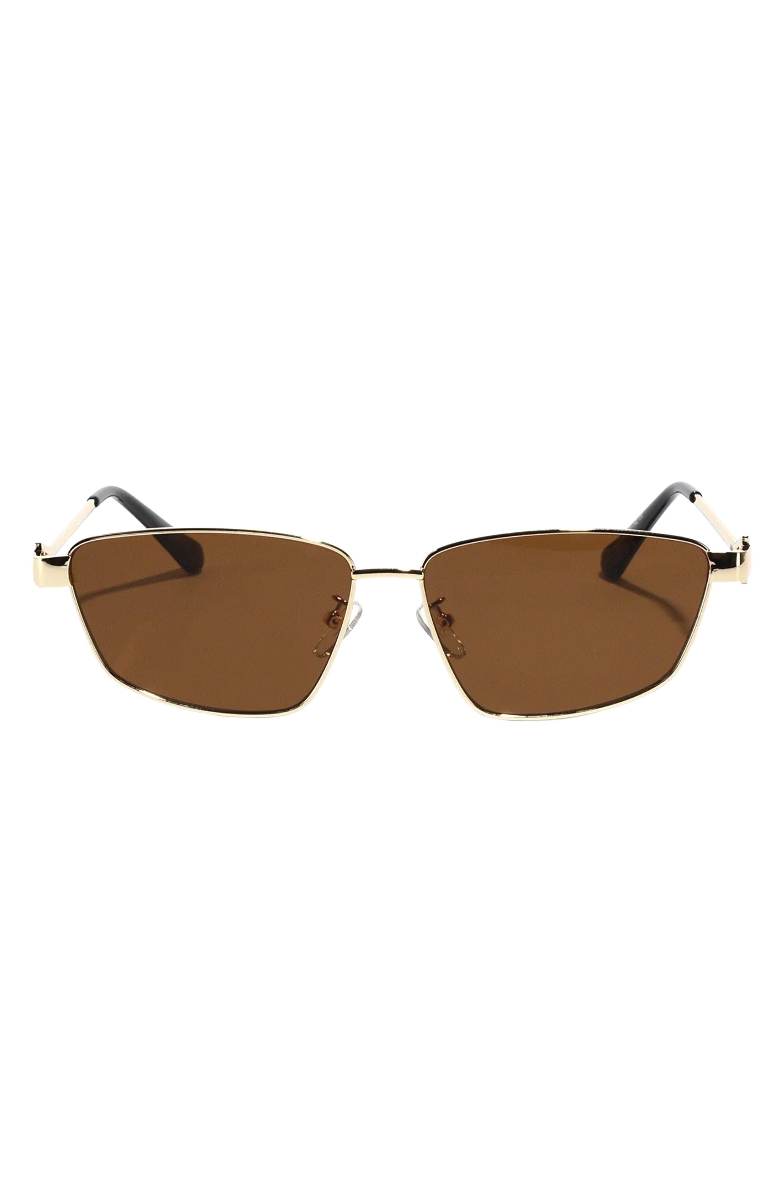 Fifth & Ninth Cleo 60mm Polarized Geometric Sunglasses in Brown/Gold 