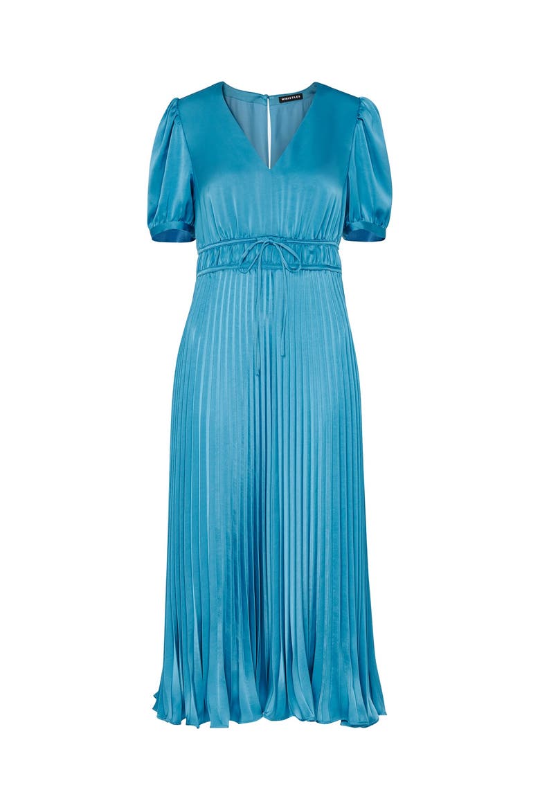 Delilah Satin Pleat Dress, Alternate, color, Blue