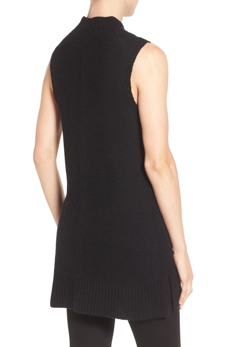 SLEEVELESS MOCK NECK SWEATER, Alternate, color, BLACK