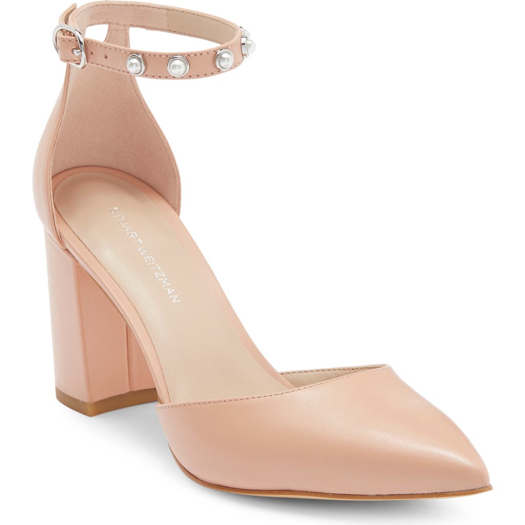 Stuart Weitzman Faux Pearl Block Heel Pump