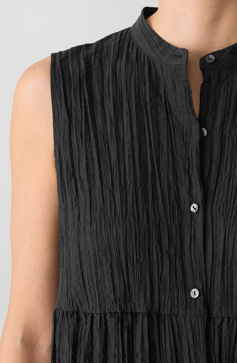 Eileen Fisher Pleated Sleeveless Silk Shirtdress, Alternate, color,