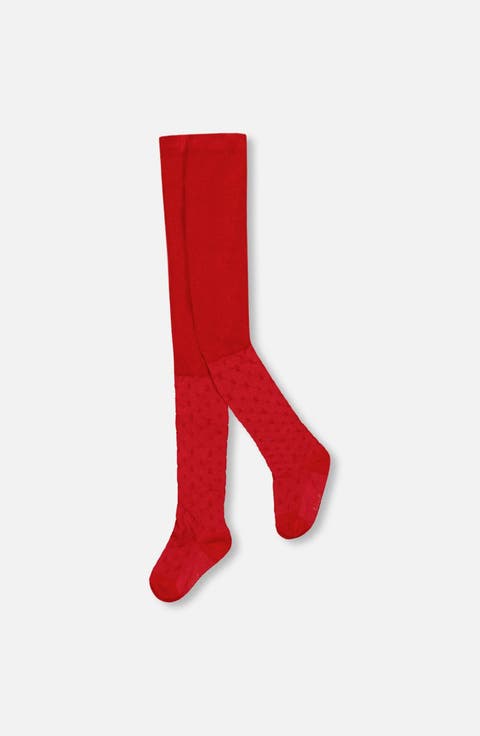 Knit Tights with Tone-On-Tone Star (Baby)