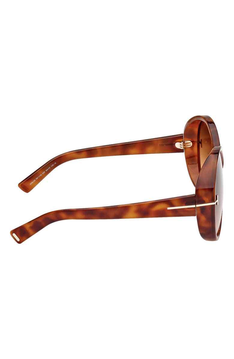 TOM FORD Edie 64mm Oversize Round Sunglasses, Alternate, color, Shiny Havana / Brown Orange