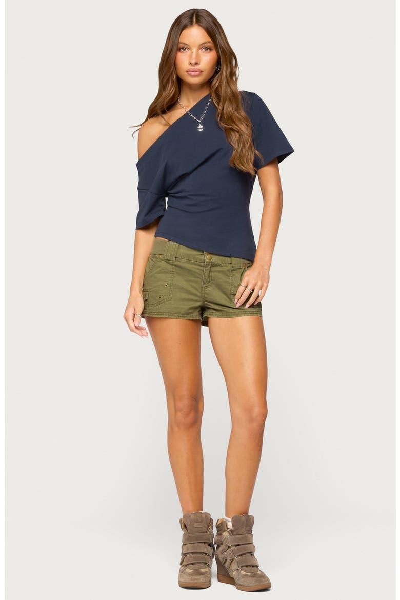 Mariee Asymmetric Off the Shoulder T-Shirt, Alternate, color, NAVY