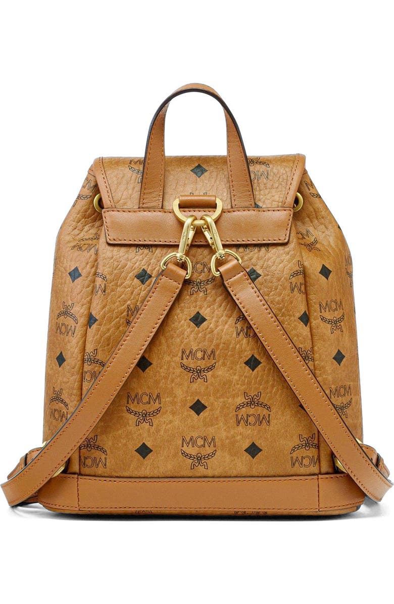 MCM Mini Aren Drawstring Backpack in Visetos, Alternate, color, Brown