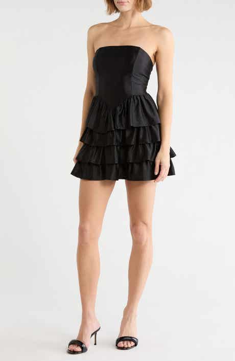 Strapless Glitter Tiered Minidress