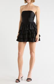 Emerald Sundae Strapless Glitter Tiered Minidress