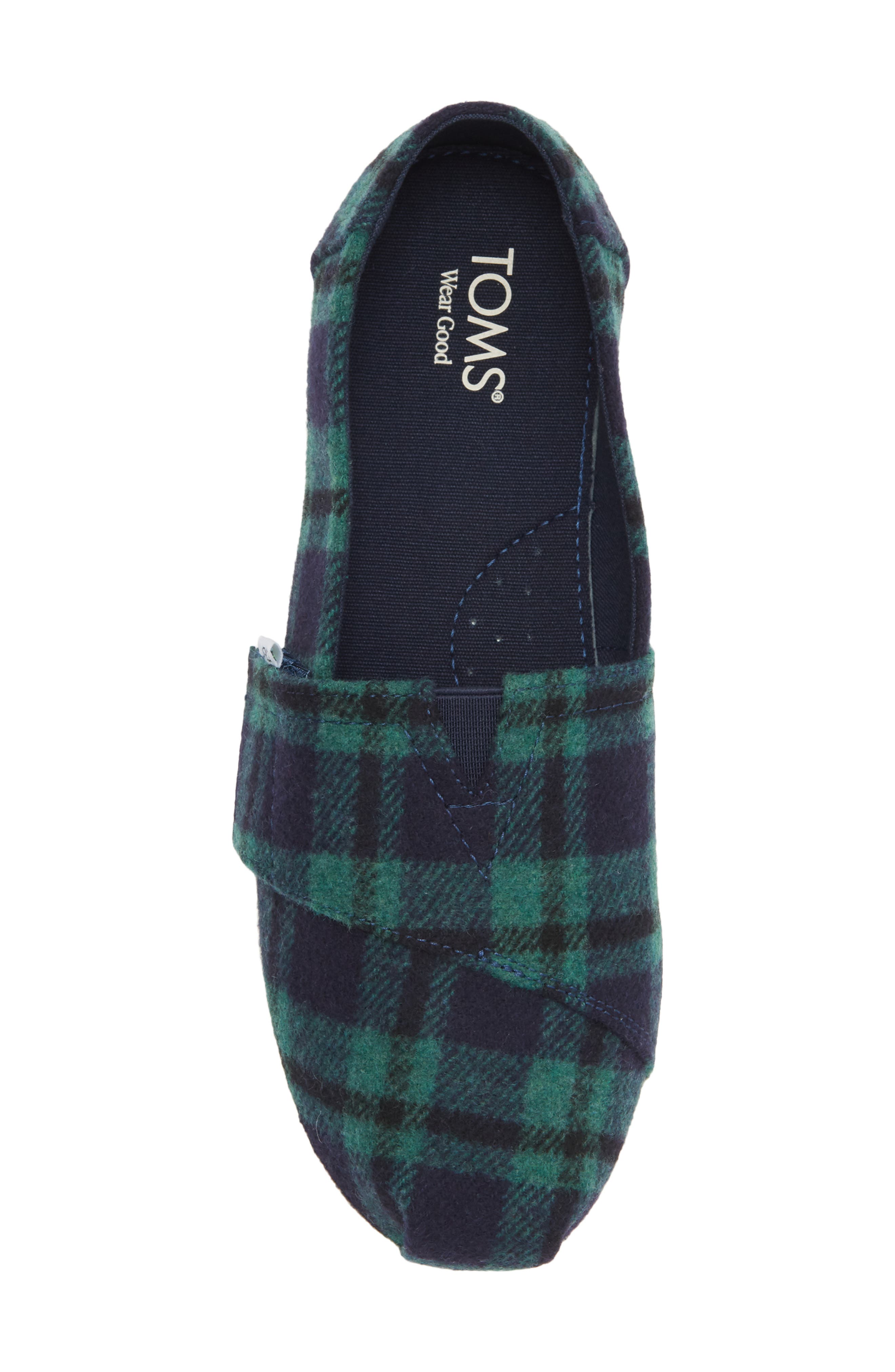 TOMS Kids' Alpargata Sneaker, Alternate, color, Navy Plaid