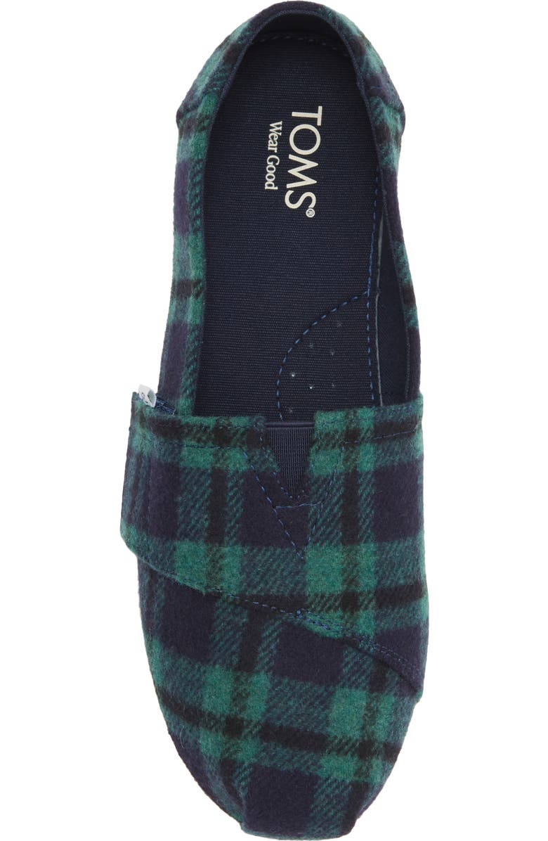 TOMS Kids' Alpargata Sneaker, Alternate, color, Navy Plaid
