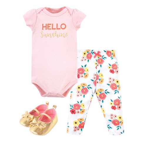 Little One's Cotton Outfit Set Bodysuit, Pants, and Matching Shoes
