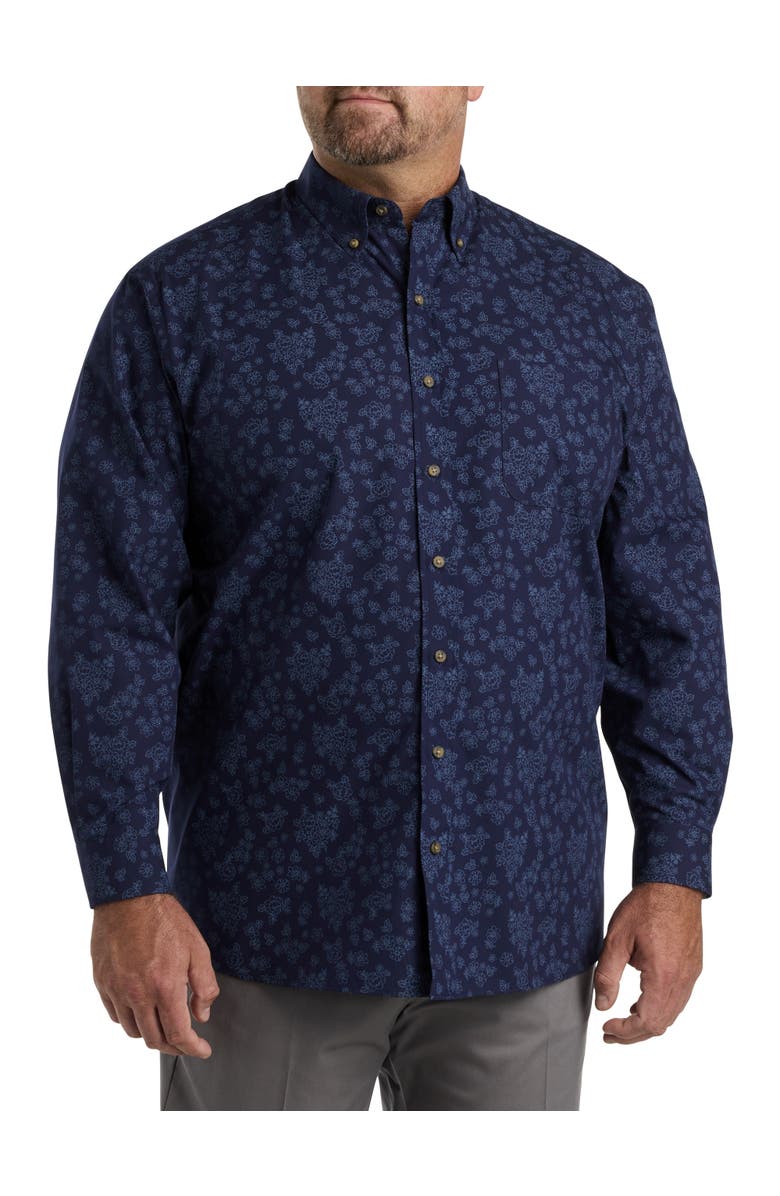 Harbor Bay by DXL Big & Tall Easy-Care Tonal Floral Sport Shirt, Alternate, color, 