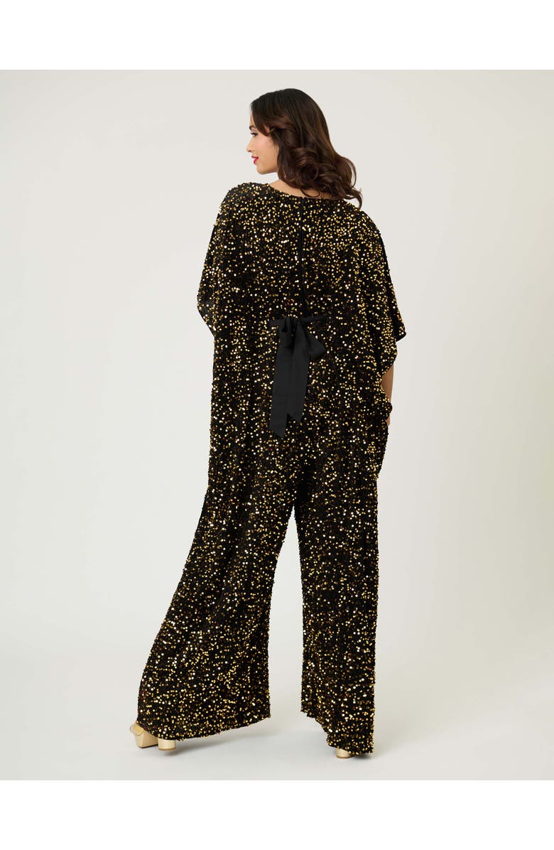 Unique Vintage Caftan Jumpsuit, Alternate, color, Black & Gold