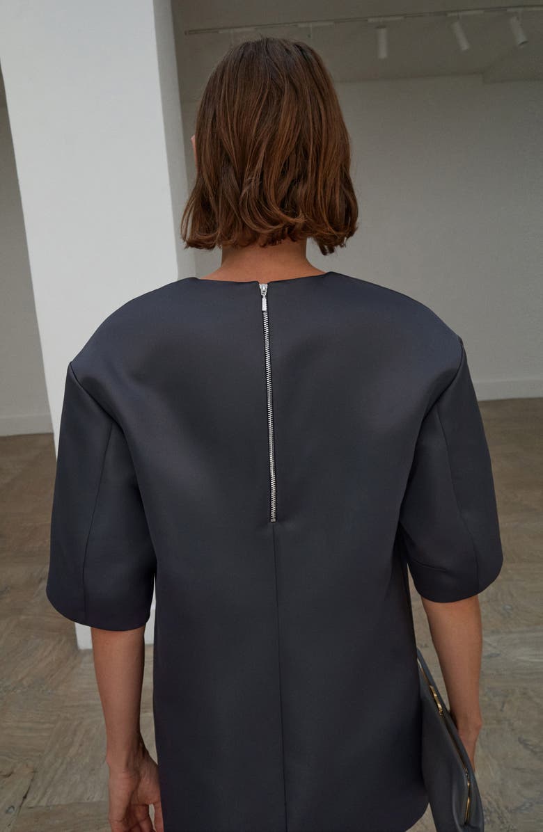 MANGO Selection Satin Minidress, Alternate, color, Charcoal