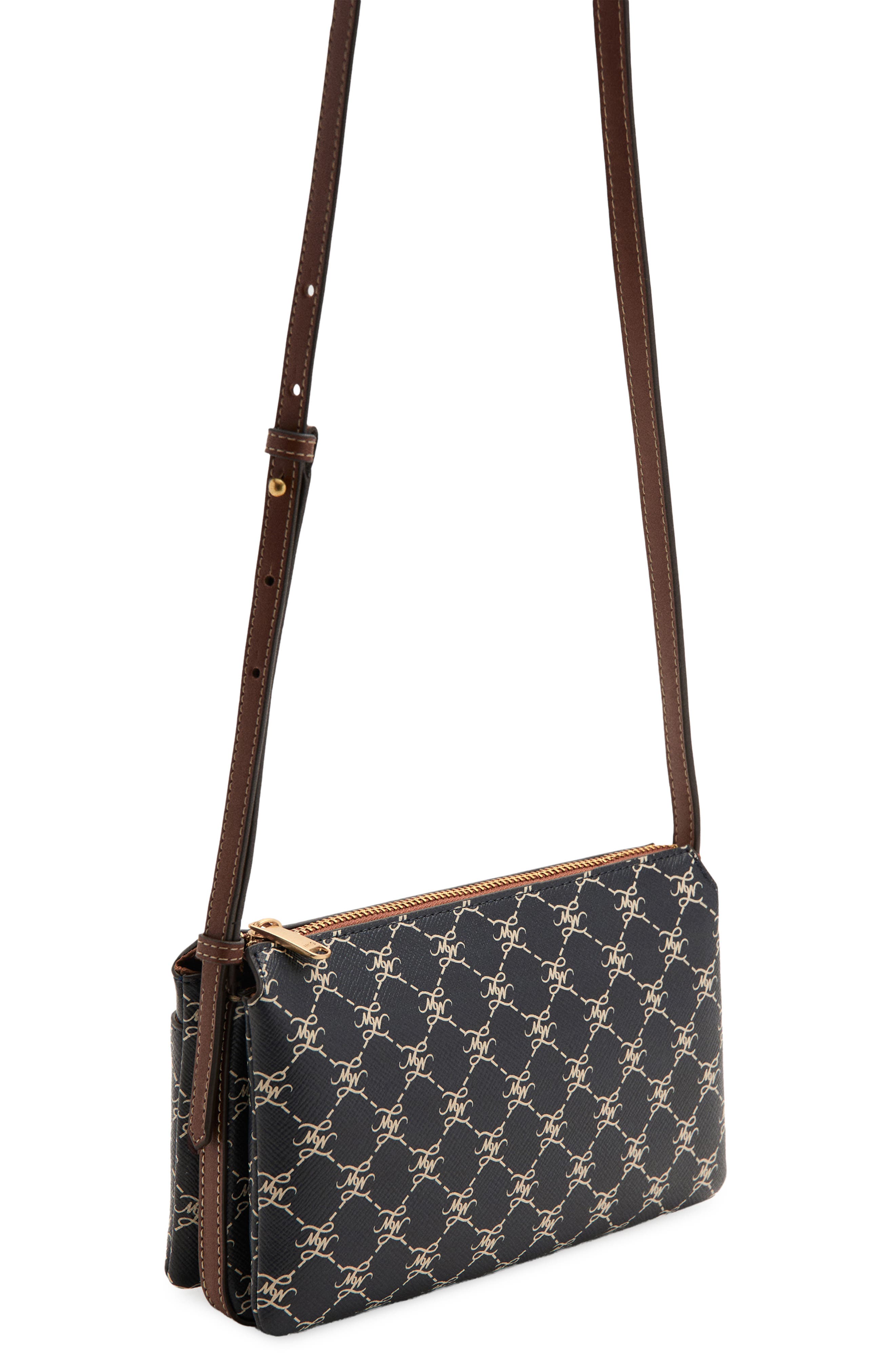 Logo Faux Leather Crossbody Bag, Alternate, color, NAVY