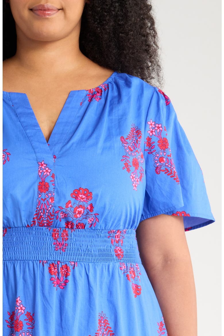 Shayna Floral Palmer Tiered Cotton Poplin Maxi Dress, Alternate, color, BLUE/ PINKS