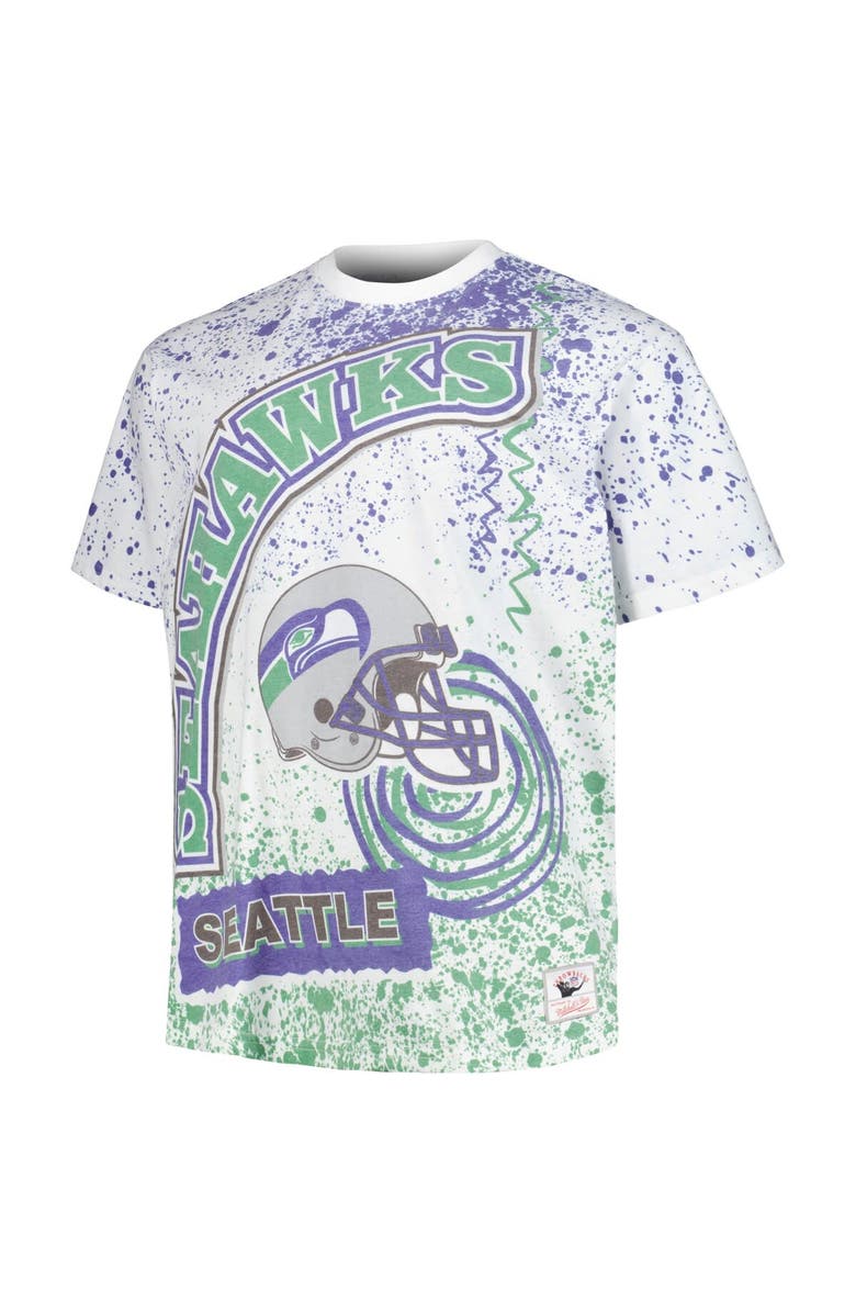 Mitchell & Ness Men's Mitchell & Ness White Seattle Seahawks Big & Tall Allover Print T-Shirt, Alternate, color, 