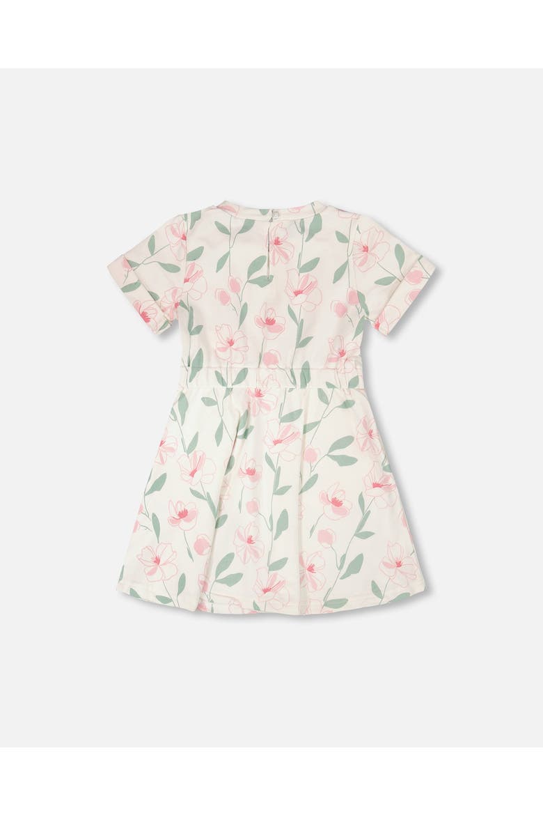 French Terry Flowers Short Sleeve Dress, Alternate, color, Off White Printed Flowers