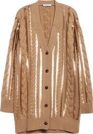 Max Mara Sequin Cable Stitch Wool
Cashmere Cardigan
