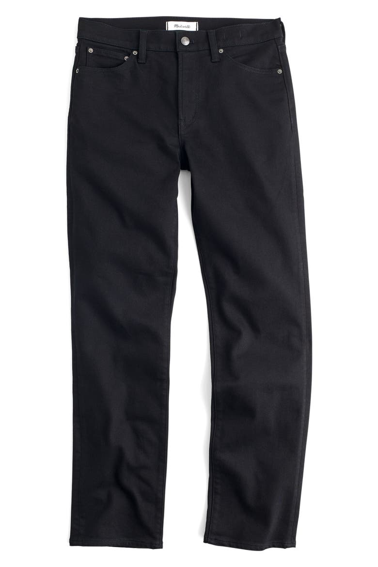 The Longline Straight Leg Jeans, Alternate, color, BLACK RINSE WASH