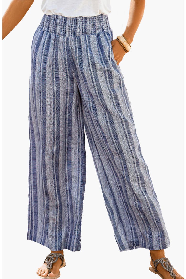 Striped Wide Leg Pants, Main, color, Blue Stripe