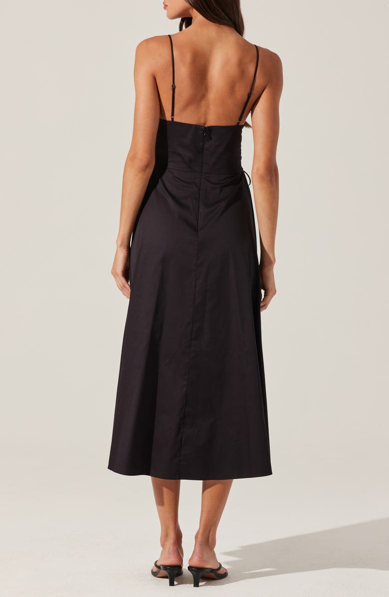 ASTR the Label Lace-Up Cotton Poplin Midi Dress, Alternate, color, 