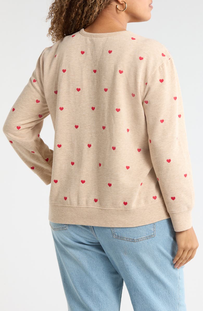 Caslon<sup>®</sup> Embroidered Heart Sweatshirt, Alternate, color, 