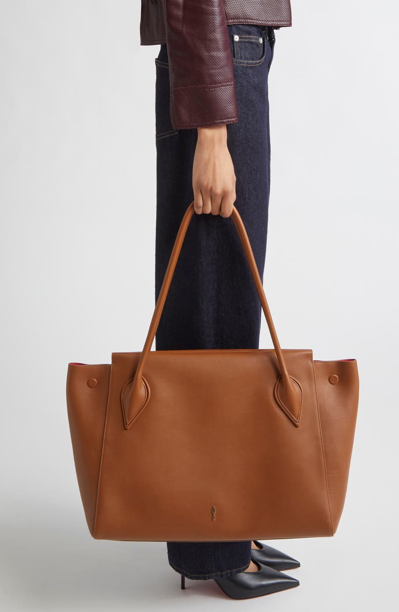 Christian Louboutin Large Calfskin East/West Tote, Alternate, color, Cuoio