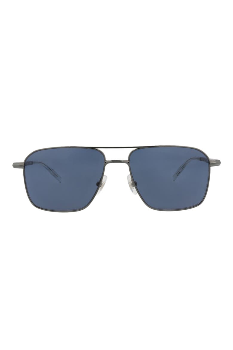 56mm Square Aviator Sunglasses, Main, color, RUTHENIUM RUTHENIUM BLUE