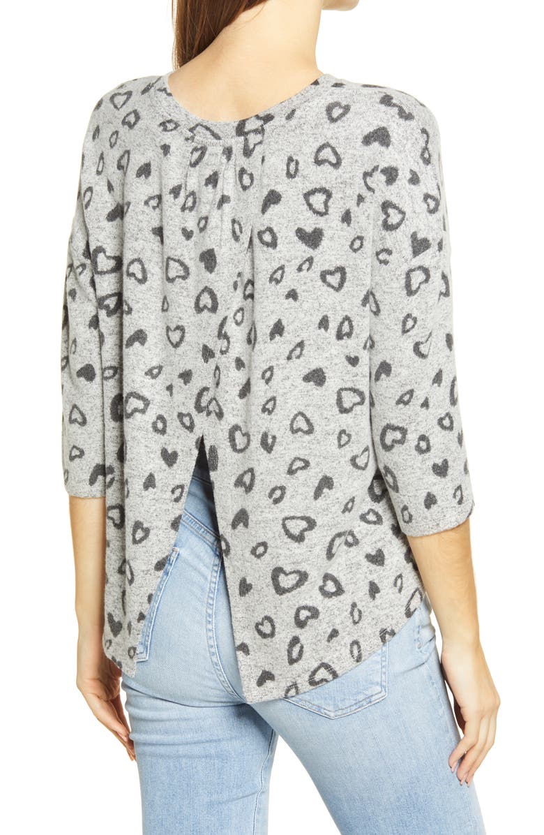 Bobeau Heart Hacci Knit Top, Alternate, color,