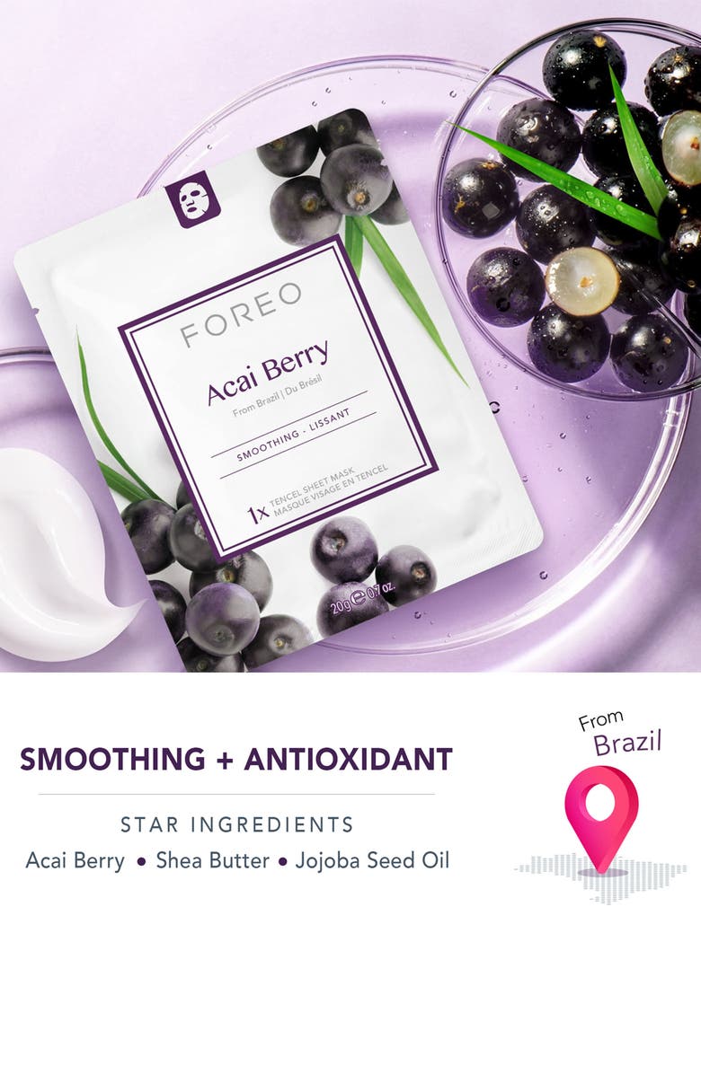 FOREO Farm To Face Sheet Mask - Acai Berry x3, Alternate, color, NO COLOR