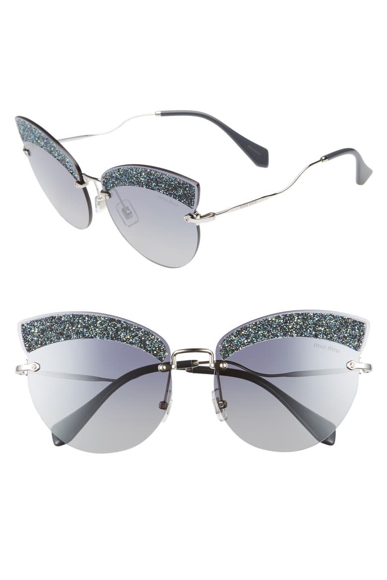 65mm Cat Eye Sunglasses, Main, color, SILVER