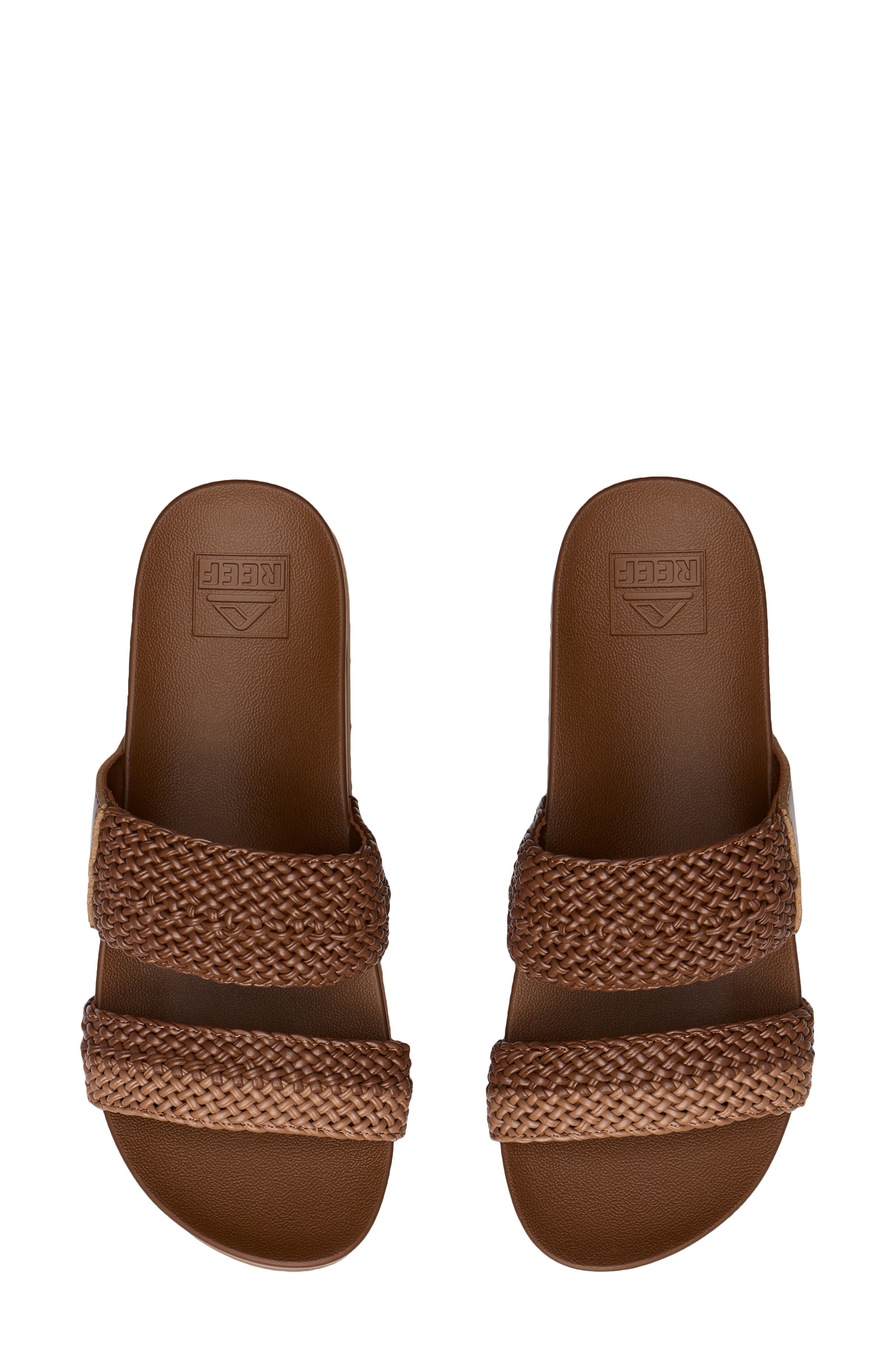 Cushion Vista Hi Slide Sandal, Alternate, color, CHOCOLATE/ TAN BRAID