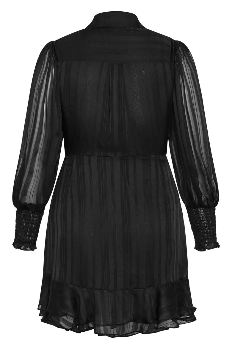 Journi Stripe Long Sleeve Shirtdress, Alternate, color, BLACK