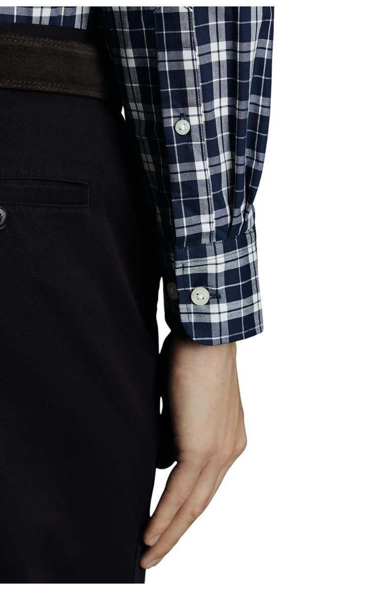 Charles Tyrwhitt Slim Fit Button-Down Collar Non-Iron Stretch Poplin Check Shirt, Alternate, color, Blue