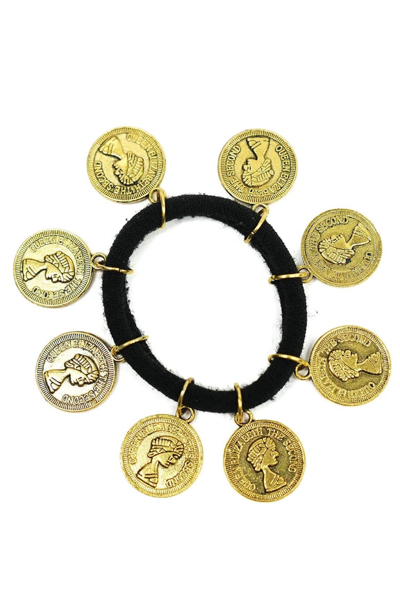 Gold Metal Coin Hair Ties - Set of 2, Alternate, color, Gold