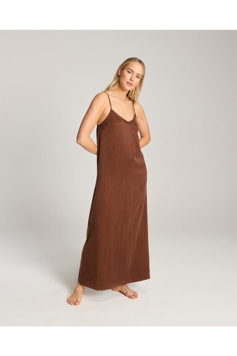Eco-Luxe Maxi Slip Dress, Alternate, color, Cocoa