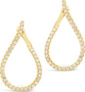 Sterling Forever 14K Gold Plated Brass CZ Studded Drop Earrings
