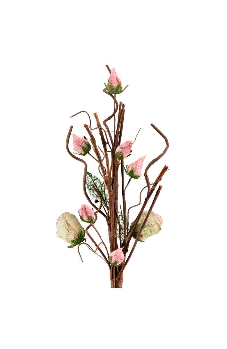 Northlight 33" Cream White and Pink Artificial Spring Floral Pick, Alternate, color, White