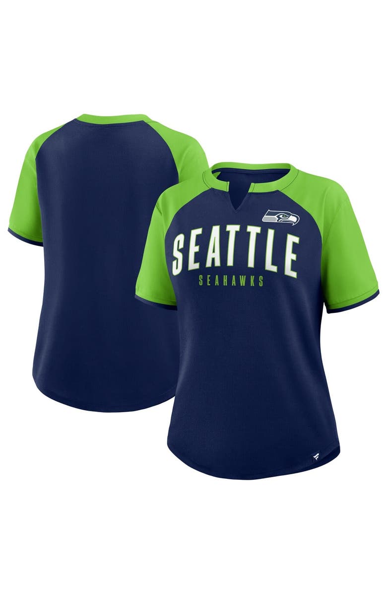FANATICS Women's Fanatics College Navy/Neon Green Seattle Seahawks Height Advantage T-Shirt, Alternate, color, College Navy
