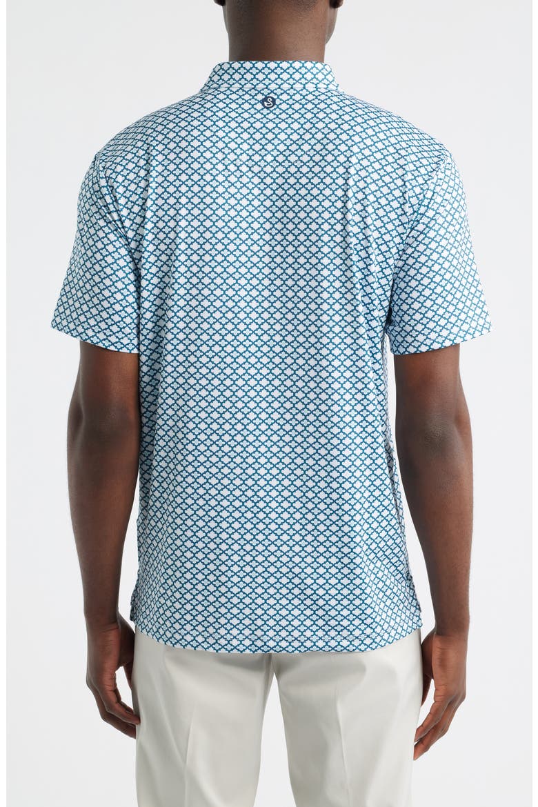 Tempo Quatrefoil Print Performance Golf Polo, Alternate, color, DEEP-LAKE