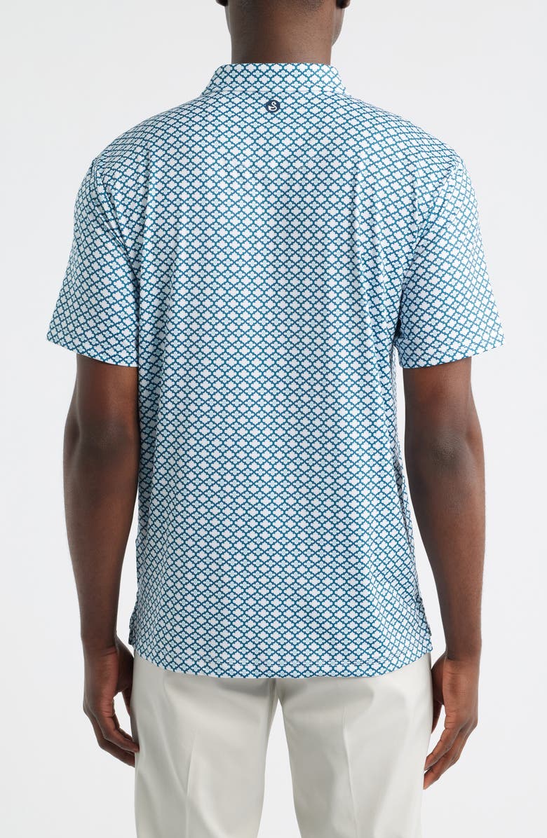 Swannies Tempo Quatrefoil Print Performance Golf Polo, Alternate, color, Deep-Lake