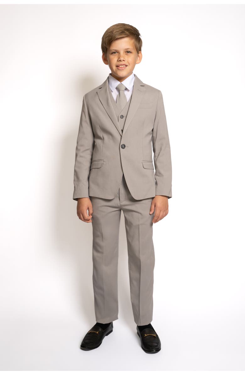 Peanut Butter Collection Kids' Ramses 5-Piece Slim Fit Suit, Main, color, Desert Fox Grey