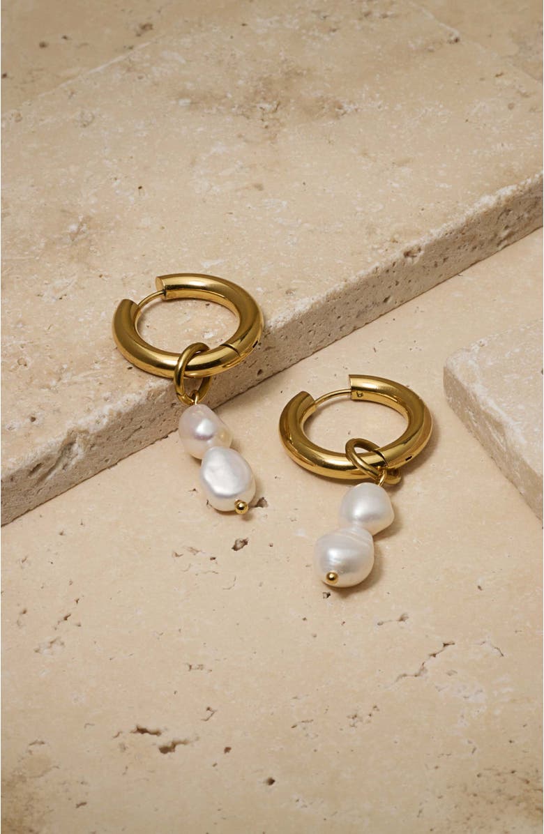Untamed Petals Zuma Freshwater Pearl Hoops, Alternate, color, Gold