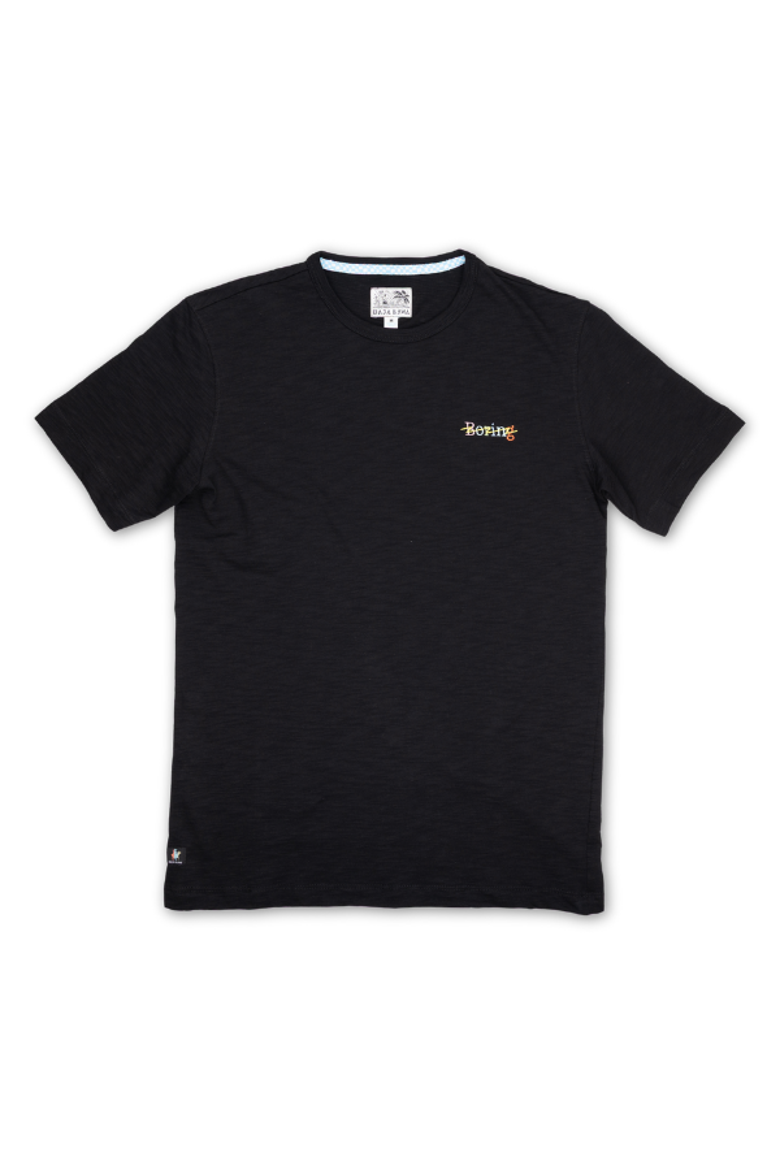 Boring Embroidery - Black Slub Pima Tee, Main, color, Black