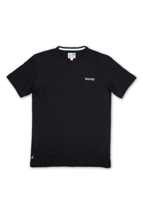 Boring Embroidery - Black Slub Pima Tee