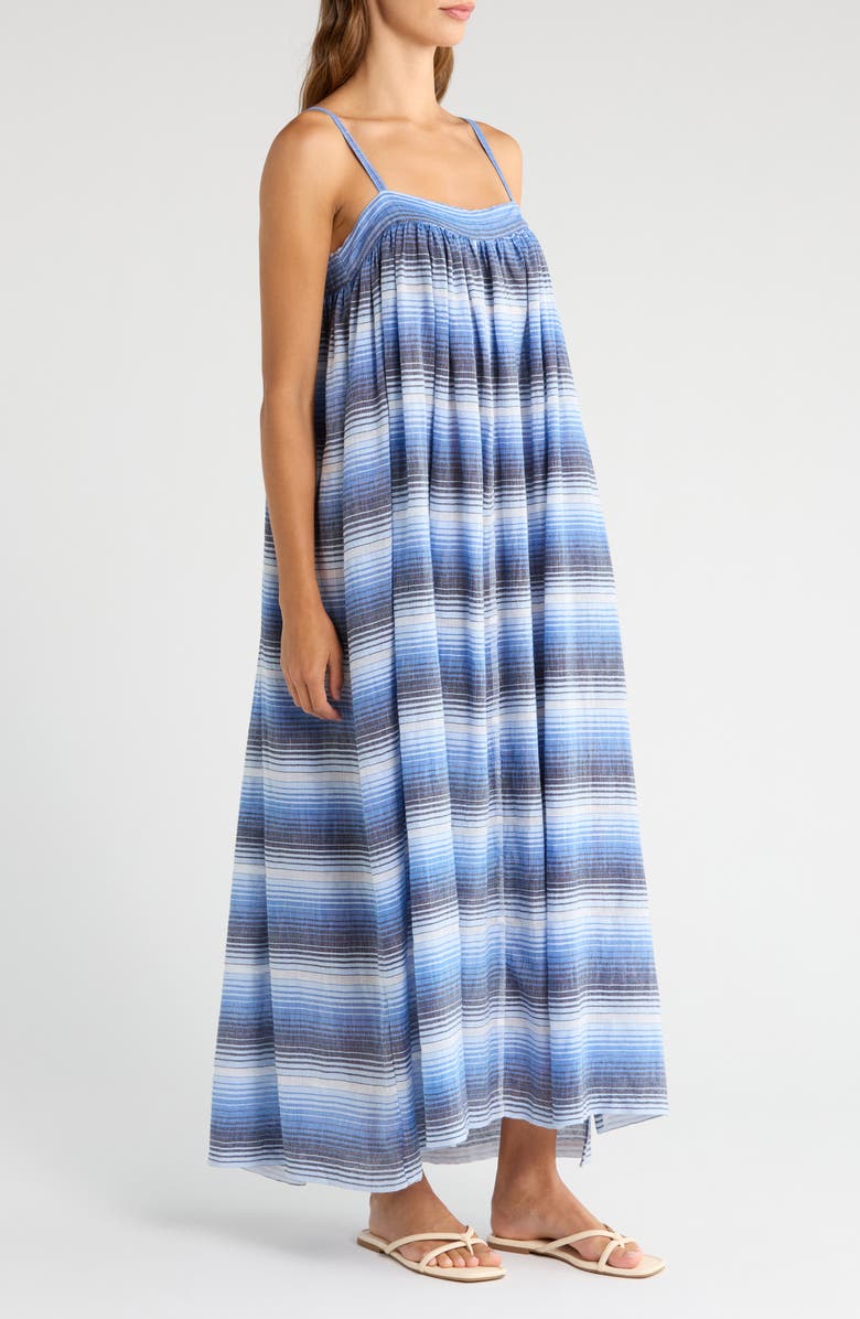 lemlem Eda Stripe Cotton Cover-Up Sundress, Alternate, color, Feven Blue
