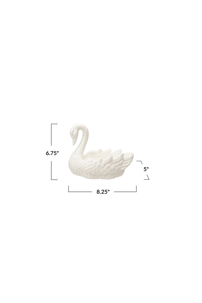 White Stoneware Swan Silhouette Dish, Alternate, color, White